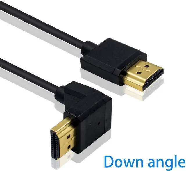 Alt view image 3 of 7 - BUCIER Down Angle Coiled HDMI Cable 4FT/1.2M, Extreme Thin 90 Degree HDMI Male to Male Coiled Cable for 3D and 4K@60hz Ultra HD TV Stick for PS5, Blu-ray, Roku TV, Xbox Series X/S