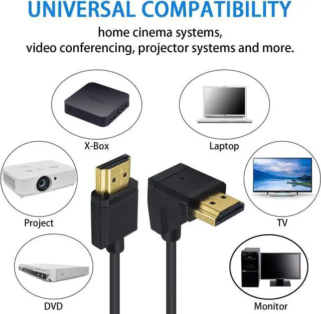 Alt view image 4 of 7 - BUCIER Down Angle Coiled HDMI Cable 4FT/1.2M, Extreme Thin 90 Degree HDMI Male to Male Coiled Cable for 3D and 4K@60hz Ultra HD TV Stick for PS5, Blu-ray, Roku TV, Xbox Series X/S
