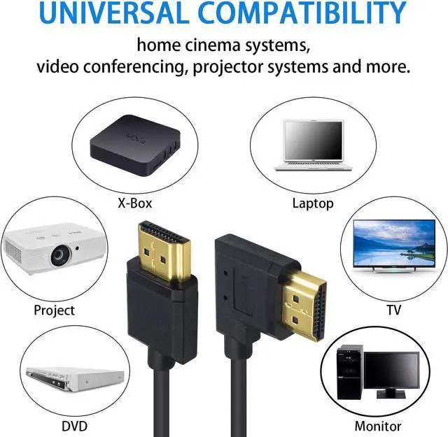 Alt view image 4 of 7 - BUCIER Right Angle Coiled HDMI Cable 4FT/1.2M, Extreme Thin 90 Degree HDMI Male to Male Coiled Cable for 3D and 4K@60hz Ultra HD TV Stick for PS5, Blu-ray, Roku TV, Xbox Series X/S