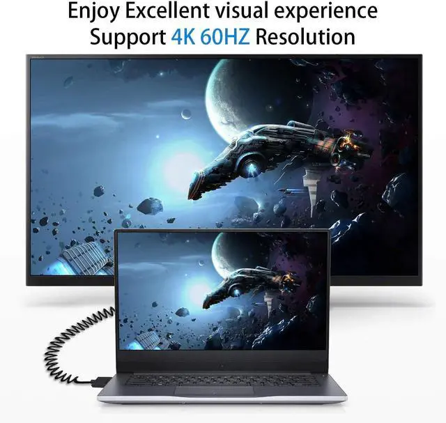 Alt view image 5 of 7 - BUCIER Right Angle Coiled HDMI Cable 4FT/1.2M, Extreme Thin 90 Degree HDMI Male to Male Coiled Cable for 3D and 4K@60hz Ultra HD TV Stick for PS5, Blu-ray, Roku TV, Xbox Series X/S