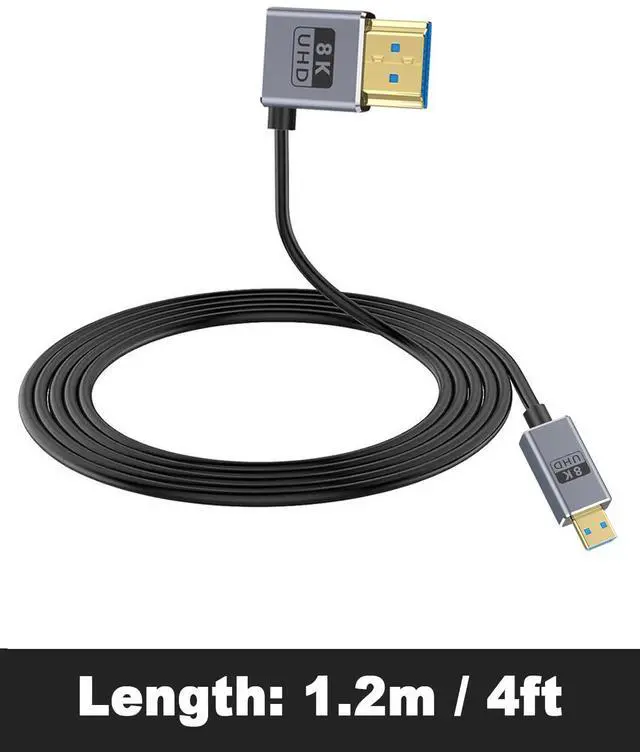 Alt view image 7 of 7 - BUCIER Micro HDMI to HDMI 2.1 Cable, Right Angle HDMI Male to Micro HDMI Cable 8K@60Hz, 4K@240Hz, 48Gbps High Speed Compatible with Raspberry Pi 5/Pi 4/GoPro Hero 7 6/S.ony A6000 Camera 4FT/1.2M