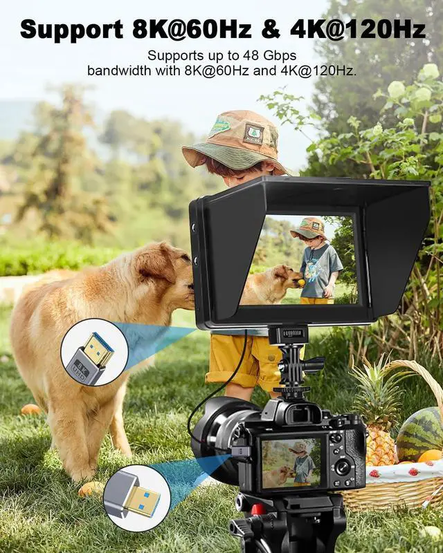 Alt view image 6 of 7 - BUCIER Micro HDMI to HDMI 2.1 Cable, Up Angle HDMI Male to Micro HDMI Cable 8K@60Hz, 4K@240Hz, 48Gbps High Speed Compatible with Raspberry Pi 5/Pi 4/GoPro Hero 7 6/S.ony A6000 Camera 4FT/1.2M