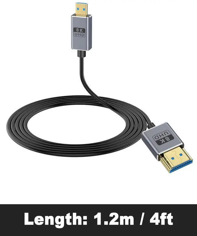 Alt view image 7 of 7 - BUCIER 8K Micro HDMI to HDMI Cable, 48Gbps HDMI to Micro HDMI 2.1Cable Male to Male Support 8K@60Hz, 4K@240Hz and HDR Support, for Cameras, DSLRs, Camcorders, Portable Screens and Monitors 4FT/1.2M