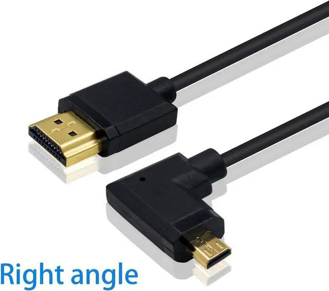 Alt view image 2 of 7 - BUCIER Micro HDMI to HDMI Adapter Cable - Extreme Thin Right Angle 6 inch/ 15cm for 1080P, 4K, UltraHD, 3D, Ethernet