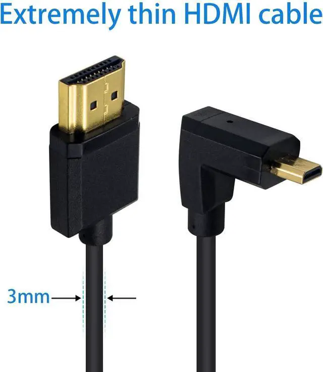Alt view image 3 of 7 - BUCIER Micro HDMI to HDMI Adapter Cable - Extreme Thin Up Angle 6 inch/ 15cm for 1080P, 4K, UltraHD, 3D, Ethernet