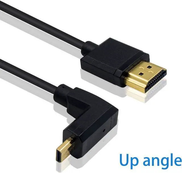 Alt view image 2 of 7 - BUCIER Micro HDMI to HDMI Adapter Cable - Extreme Thin Up Angle 6 inch/ 15cm for 1080P, 4K, UltraHD, 3D, Ethernet
