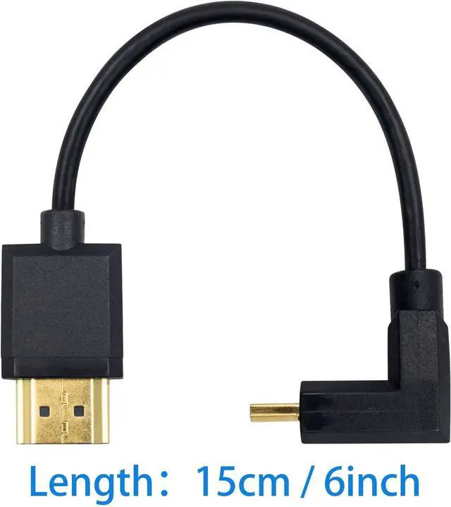 Alt view image 4 of 7 - BUCIER Micro HDMI to HDMI Adapter Cable - Extreme Thin Up Angle 6 inch/ 15cm for 1080P, 4K, UltraHD, 3D, Ethernet