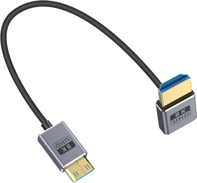 Main image of BUCIER 8K Coaxial Up Angle HDMI to Mini HDMI Cable 1FT/30cm, [48Gbps, 8K@60Hz, 4K@240Hz], Ultra Thin Mini HDMI 2.1 Male Cable for Camera, Camcorder, Tablet, Laptop, Raspberry Pi Zero
