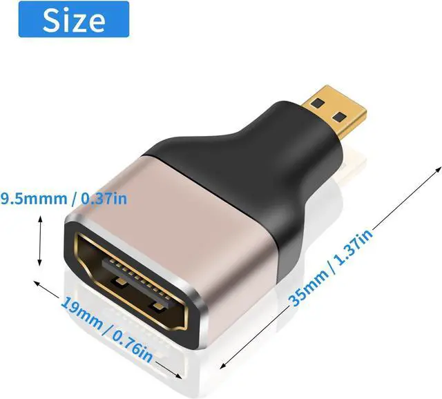 Alt view image 2 of 7 - BUCIER 8k Micro HDMI to HDMI Adapter 48Gbps, Micro HDMI Adapter 2.1 Version,Supports 8K@60Hz for Camera, Laptop, UltraHD, 3D (2 Pack)