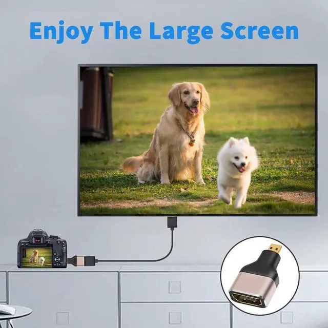 Alt view image 3 of 7 - BUCIER 8k Micro HDMI to HDMI Adapter 48Gbps, Micro HDMI Adapter 2.1 Version,Supports 8K@60Hz for Camera, Laptop, UltraHD, 3D (2 Pack)