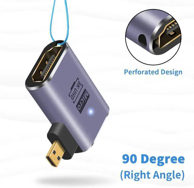 Alt view image 6 of 7 - BUCIER 8K Right Angle Micro HDMI Adapter, 90 Degree Micro HDMI to HDMI Adapter, 48Gbps UHD HDMI 2.1 Female to Micro hdmi Male Extender Connector for Camera Camcorder, Tablet Digital 2 Pack