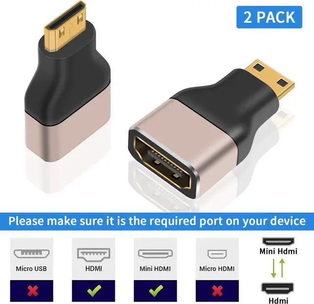 Alt view image 3 of 7 - BUCIER 8K Mini HDMI to HDMI Adapter (2 Pack), 48Gbps, Supports 8K@60Hz, 4K@120Hz, 3D, ARC, for Portable, PVC & Metal Body, Laptop, Camera, Projector, TV, Gaming