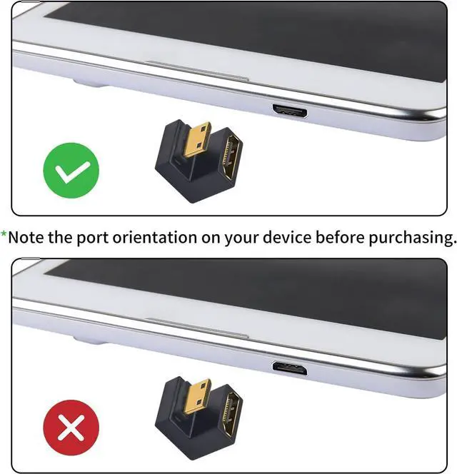 Alt view image 4 of 7 - BUCIER 180 Degree Mini HDMI to HDMI Adapter (Down Angle) 8K@60Hz, 4K @60Hz, 48Gbps, U-Shaped Extension Adapter Converter for Portable Display Monitor Accessories 2 Pack
