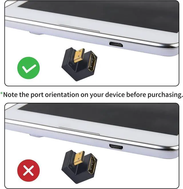 Alt view image 3 of 6 - BUCIER 180 Degree Mini HDMI to HDMI Adapter 8K@60Hz, 48Gbps, UHD Up Angle (Male to Female) for Cameras, Projectors 1 Pack