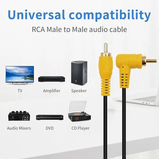 Alt view image 3 of 7 - BUCIER Short RCA Extension Cable 6in/15cm, 90 Degree RCA Subwoofer Cable, RCA Male to Male Audio Cable Supports Shielded Digital Analogue, for HDTV, DVD, Amplifiers 2 Pack