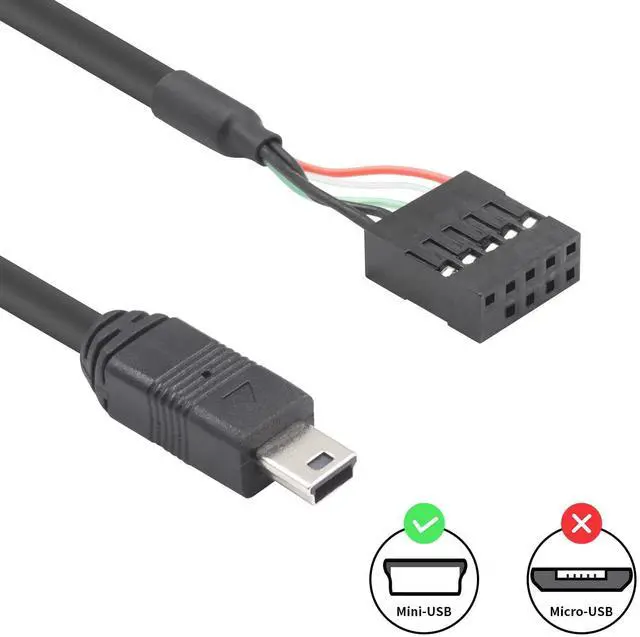 Alt view image 2 of 6 - BUCIER Mini USB to Motherboard Cable 1.65FT/50CM, Mini USB Male to 9pin Female Cable forcomputer motherboards 2pack