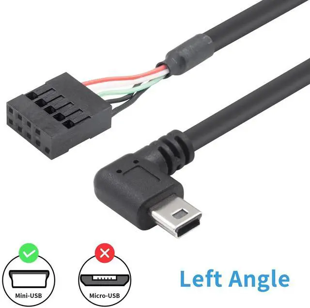 Alt view image 2 of 6 - BUCIER Mini USB to Motherboard Cable, Right Angled Mini USB Male to 9 Pin Motherboard Female Adapter Dupont Extended Cable1.5FT/50CM