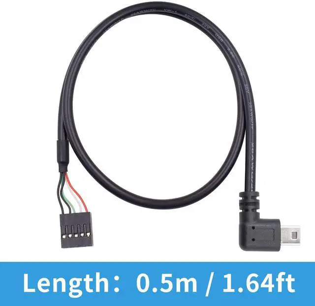 Alt view image 6 of 6 - BUCIER Mini USB to Motherboard Cable, Right Angled Mini USB Male to 9 Pin Motherboard Female Adapter Dupont Extended Cable1.5FT/50CM