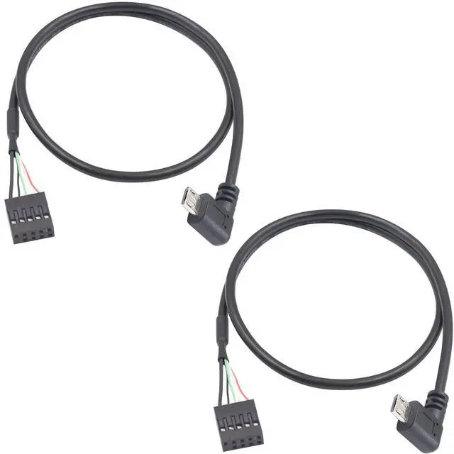 Main image of BUCIER USB Header to Micro USB Cable, 90 Degree Right Angled Micro USB Male to 9 Pin Motherboard Female Dupont Extended Cable 2 Pack 1.65Ft/50cm