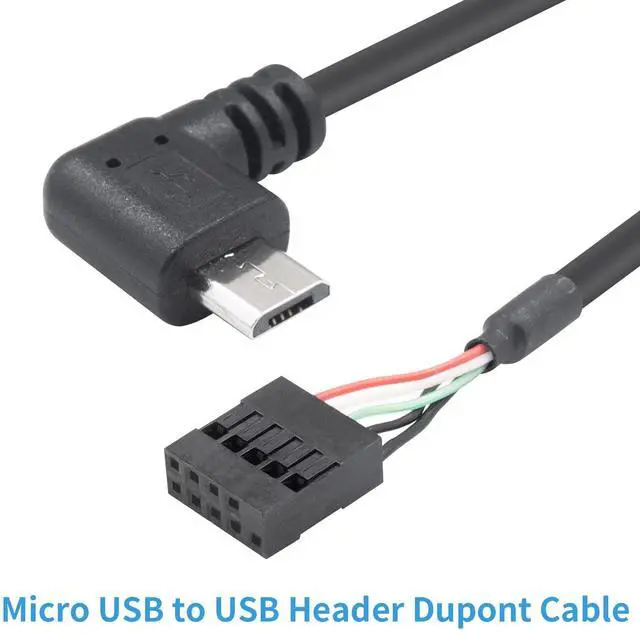 Alt view image 4 of 6 - BUCIER USB Header to Micro USB Cable, 90 Degree Right Angled Micro USB Male to 9 Pin Motherboard Female Dupont Extended Cable 2 Pack 1.65Ft/50cm