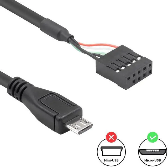 Alt view image 2 of 6 - BUCIER USB Header to Micro USB Cable 1.65FT/50CM, Micro USB Male to 9 Pin Motherboard Female Adapter Dupont Extended Cable for Motherboard Header 2 Pack