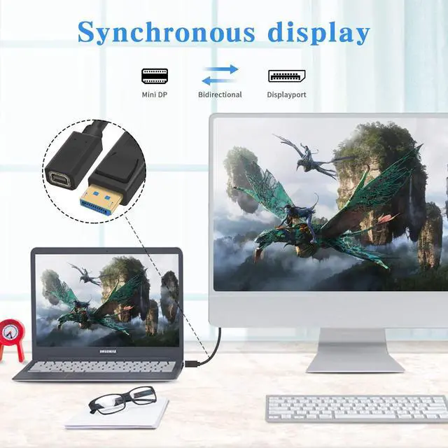 Alt view image 4 of 7 - BUCIER 8K Displayport Male to Mini Displayport Female Cable, 32Gbps Extreme Thin Mini DP to DP Extender Cable Support Bi-Directional Transmission for PC, Laptop 1FT/30cm