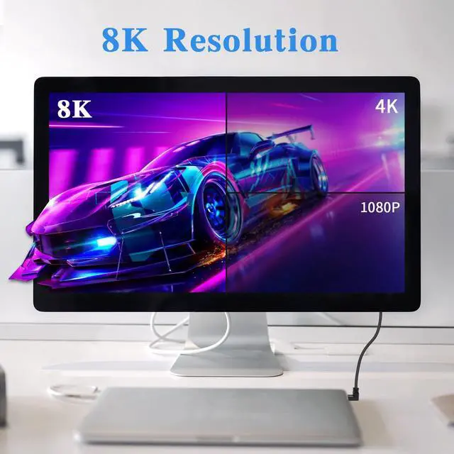 Alt view image 5 of 7 - BUCIER 90 Degree Mini Displayport to Displayport Cable, Extreme Thin Down Angle Mini Dp Male to DP Male Cable with Gold-Plated for Gaming Monitor 1Ft