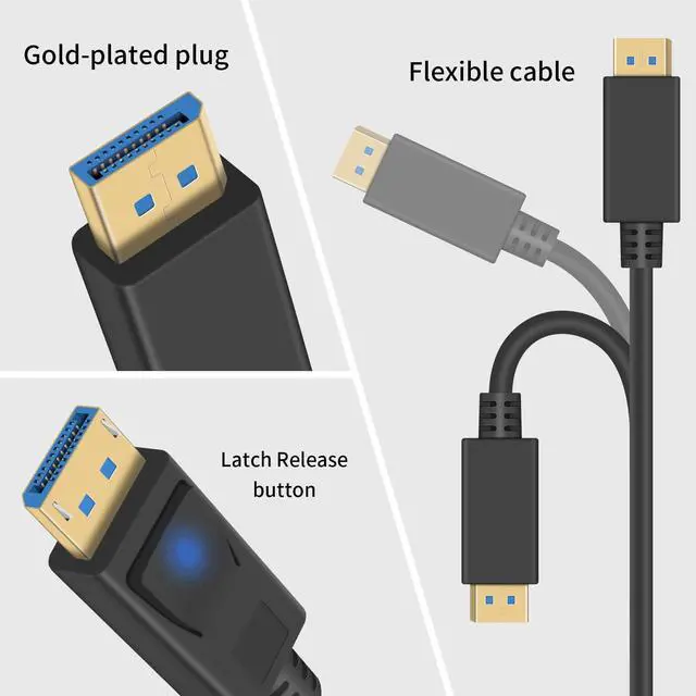 Alt view image 3 of 7 - BUCIER 90 Degree Mini Displayport to Displayport Cable, Extreme Thin Right Angle Mini Dp Male to DP Male Cable with Gold-Plated for Gaming Monitor 1Ft
