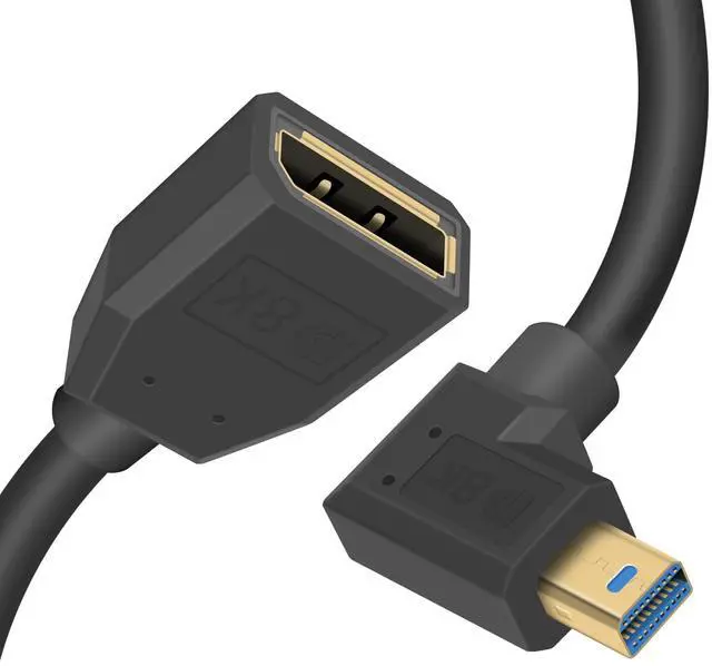 Main image of BUCIER Displayport to Mini Displayport Extension Cable 1.4, 8k Mini DP to DP, Right Angle Mini Displayport Male to Displayport Female Extention Cable for Laptop PC TV Gaming Monitor. 1Ft/30cm