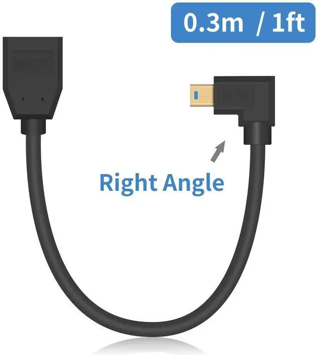 Alt view image 6 of 7 - BUCIER Displayport to Mini Displayport Extension Cable 1.4, 8k Mini DP to DP, Right Angle Mini Displayport Male to Displayport Female Extention Cable for Laptop PC TV Gaming Monitor. 1Ft/30cm