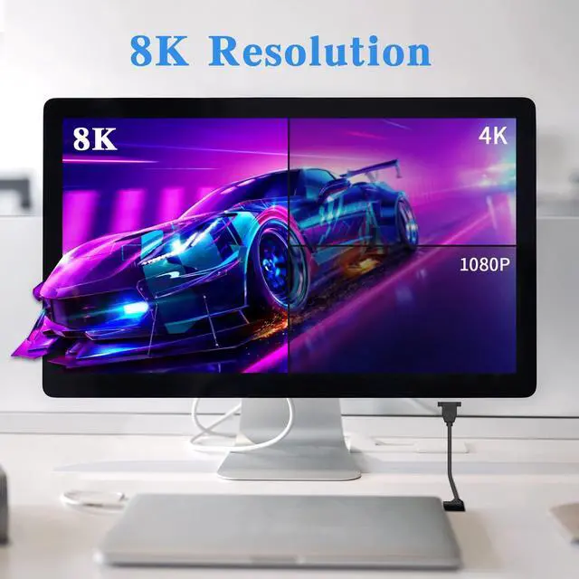 Alt view image 5 of 7 - BUCIER Mini DP to DP 1.4 Cable, 8K@60Hz Extreme Thin Left Angle Mini Displayport Male to Displayport Female Extension Cable with Screw Panel Mount Support Bi-Directional Transmission. 1Ft/30cm