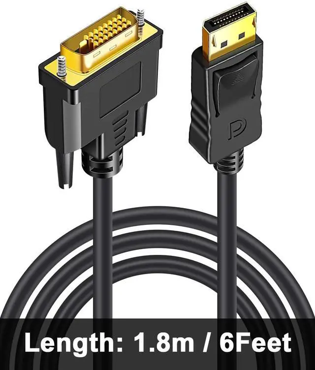 Alt view image 7 of 7 - BUCIER DisplayPort to DVI Cable 6 Feet/1.8M,(DP to DVI Cable), 1920x1080p, 1080@60Hz, Gold-Plated Plugs for Computer, Desktop, Laptop, PC, Monitor, Projector