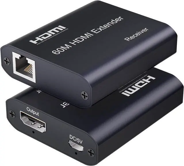 Main image of BUCIER HDMI Extender Over Cat5e/6/7 196ft/60m, 1080p@60Hz UHD Udp Extender, 1 HDMI Over Ethernet, Supports HDCP 1.2 HDMI 1.3 EDID (Transmitter and Receiver)