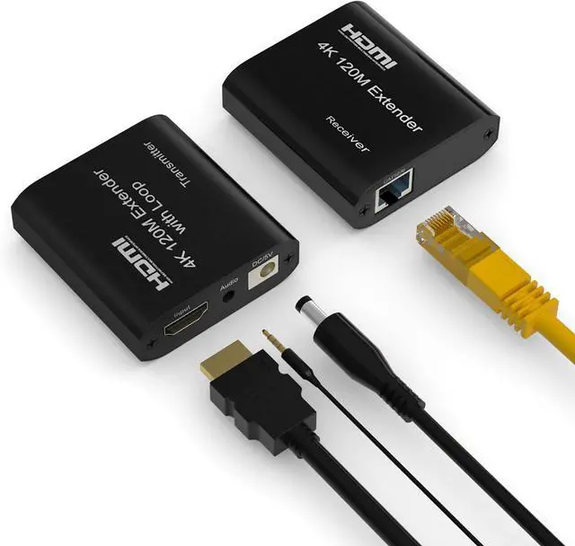 Alt view image 7 of 7 - BUCIER 120m/395ft HDMI Extender - 4K@60Hz UHD HDMI Ethernet Extender Over Cat5e/6/7 Cable with Audio & Loop Out, HDCP 1.2 Support
