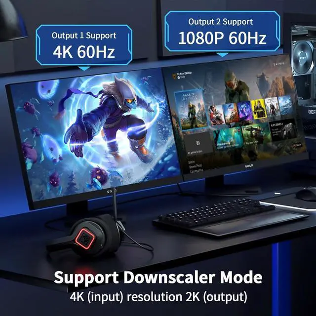 Alt view image 6 of 7 - BUCIER 6x2 HDMI 2.0 Matrix Switch Splitter,6 in 2 Out HDMI Matrix Switcher Selector Supports 4K@60Hz 18Gbps UHD HDR HDCP 2.2, with Remote Control & Optical SPDIF 3.5mm Audio Extractor, EDID Management