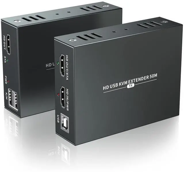 Main image of BUCIER HDMI KVM USB Extender for Remote Mouse and Keyboard Control of 1080P Signals Over 50m (164ft) Cat5 Cat6 Cat5e Cat7 Ethernet Cable