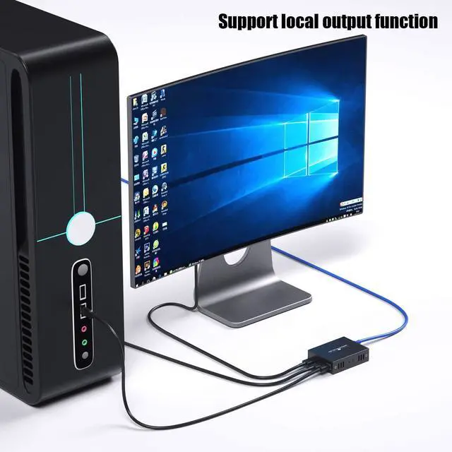 Alt view image 4 of 7 - BUCIER HDMI KVM USB Extender for Remote Mouse and Keyboard Control of 1080P Signals Over 50m (164ft) Cat5 Cat6 Cat5e Cat7 Ethernet Cable