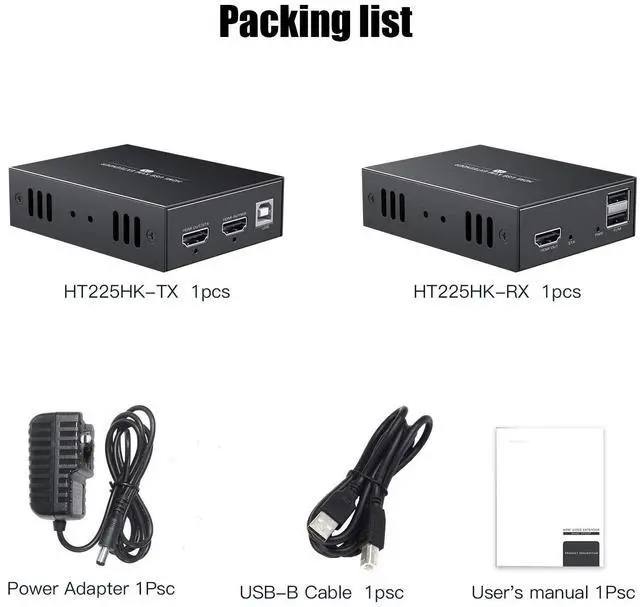 Alt view image 7 of 7 - BUCIER HDMI KVM USB Extender for Remote Mouse and Keyboard Control of 1080P Signals Over 50m (164ft) Cat5 Cat6 Cat5e Cat7 Ethernet Cable