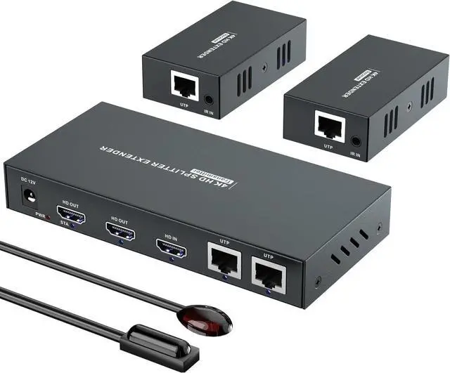 Main image of BUCIER HDMI Extender Splitter1x2 HD 4K @60Hz up to 60m(196ft)-Loop Out-Over CAT5/CAT6/CAT7 Cable HDMI Transmitter and Receiver with IR Power Switch and EDID