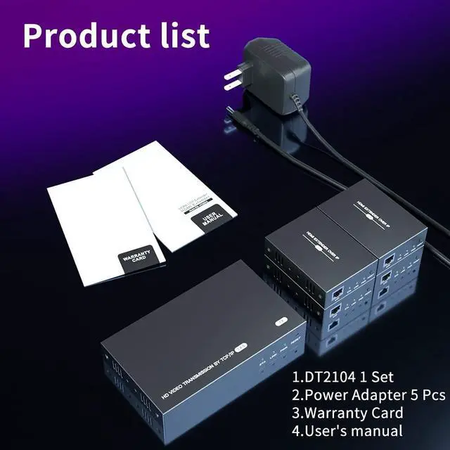 Alt view image 7 of 7 - BUCIER 150m HDMI Splitter Extender 1x4 Transmit Remote 1080P Audio Video Over Cat5e/6 Ethernet Mirror 4 Screens Support Loopout Remote 1 in 4 Out for TV