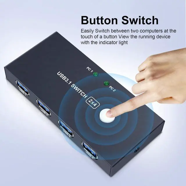 Alt view image 4 of 7 - BUCIER USB3.0 Switcher,USB Switch 2 Computers Share 4 USB3.0 Devices 2 in 4 Out USB Kvm Switch Selector for Mouse Keyboard Printer