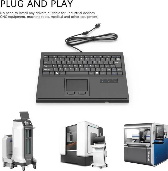 Alt view image 7 of 7 - BUCIER Waterproof Industrial Machine Keyboard with USB Interface and Touchpad (84ks USB Black)