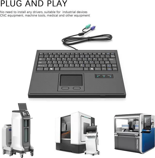 Alt view image 6 of 6 - BUCIER Wired Machine Keyboard with Touchpad Portable Compact - PS/2 Interface