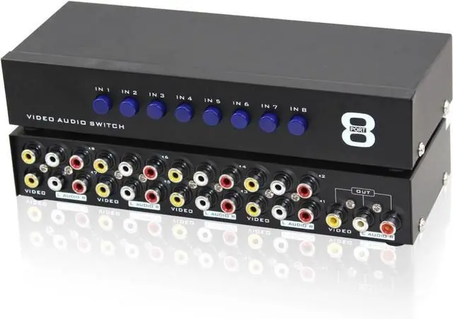 Main image of BUCIER 8-Way AV Switch RCA Switcher 8 in 1 Out Composite Video L/R Audio Selector Box for DVD STB Game Consoles