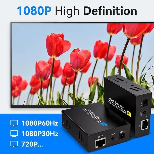 Alt view image 5 of 7 - BUCIER 400Ft HDMI Extender Over Ethernet Cat5 or 6 Adapter Balun 120m with Loop Output and Automatic EDID Functions Support 1080P60Hz 3D Full HD Transmitter and Receiver