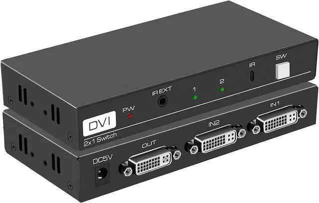 Main image of BUCIER DVI Switch 2 in 1 Out 4K Port Switcher Selector for PC Laptop DVR Projector HDTV Devices HDCP
