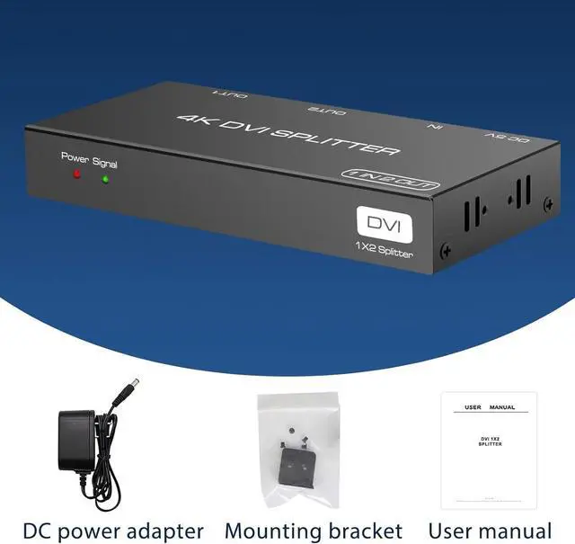 Alt view image 7 of 7 - BUCIER DVI Splitter 1 in 2 Out 2 Port DVI Dual Monitors Distribution Duplicator Video Splitter Support EDID Management Resolution up to 4K30Hz for PC Laptop DVR Projector HDTV