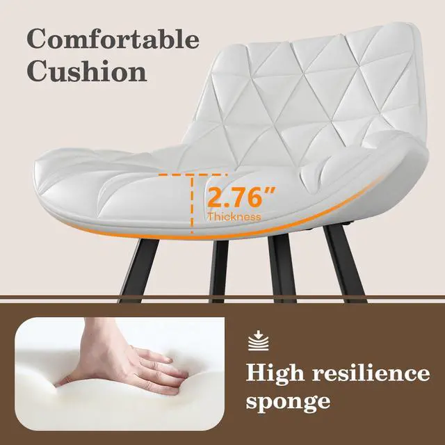 Alt view image 7 of 7 - DualThunder Set of 3 26" Faux Leather Bar Stools with Low Back and Footrest White