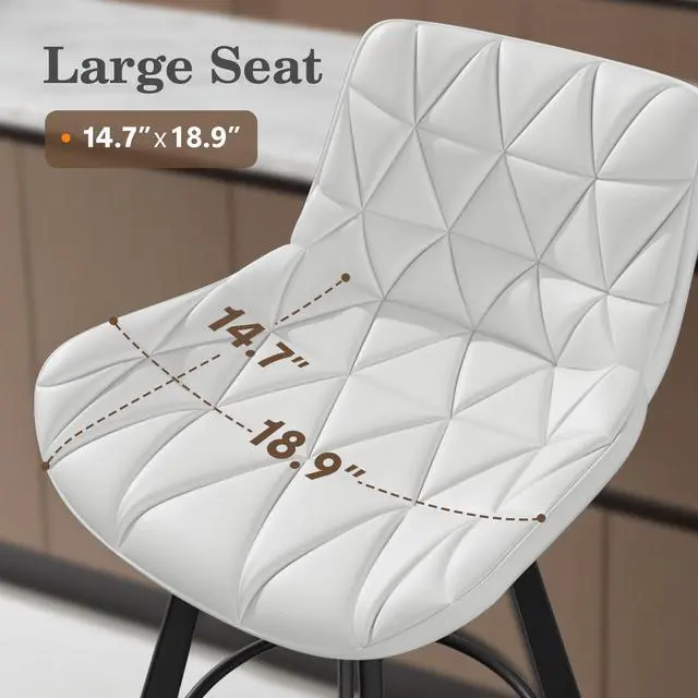 Alt view image 6 of 7 - DualThunder Set of 3 26" Faux Leather Bar Stools with Low Back and Footrest White