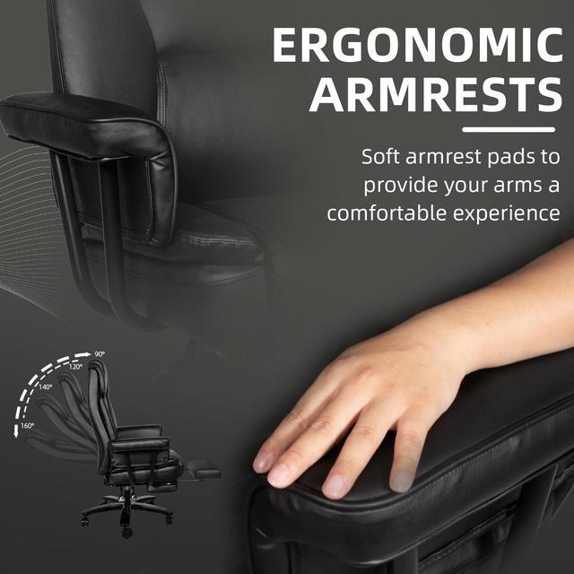 Alt view image 5 of 7 - Ninecer Big and Tall Office Chair 400LBS with Wide Seat and Arms, 160° Reclining Office Chair with Footrest, Comfortable Executive Office Desk Chair High Back, Computer Chair Home Office, Black